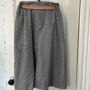 English Factory Gingham Midi Skirt Elastic Waist and Pockets Size M